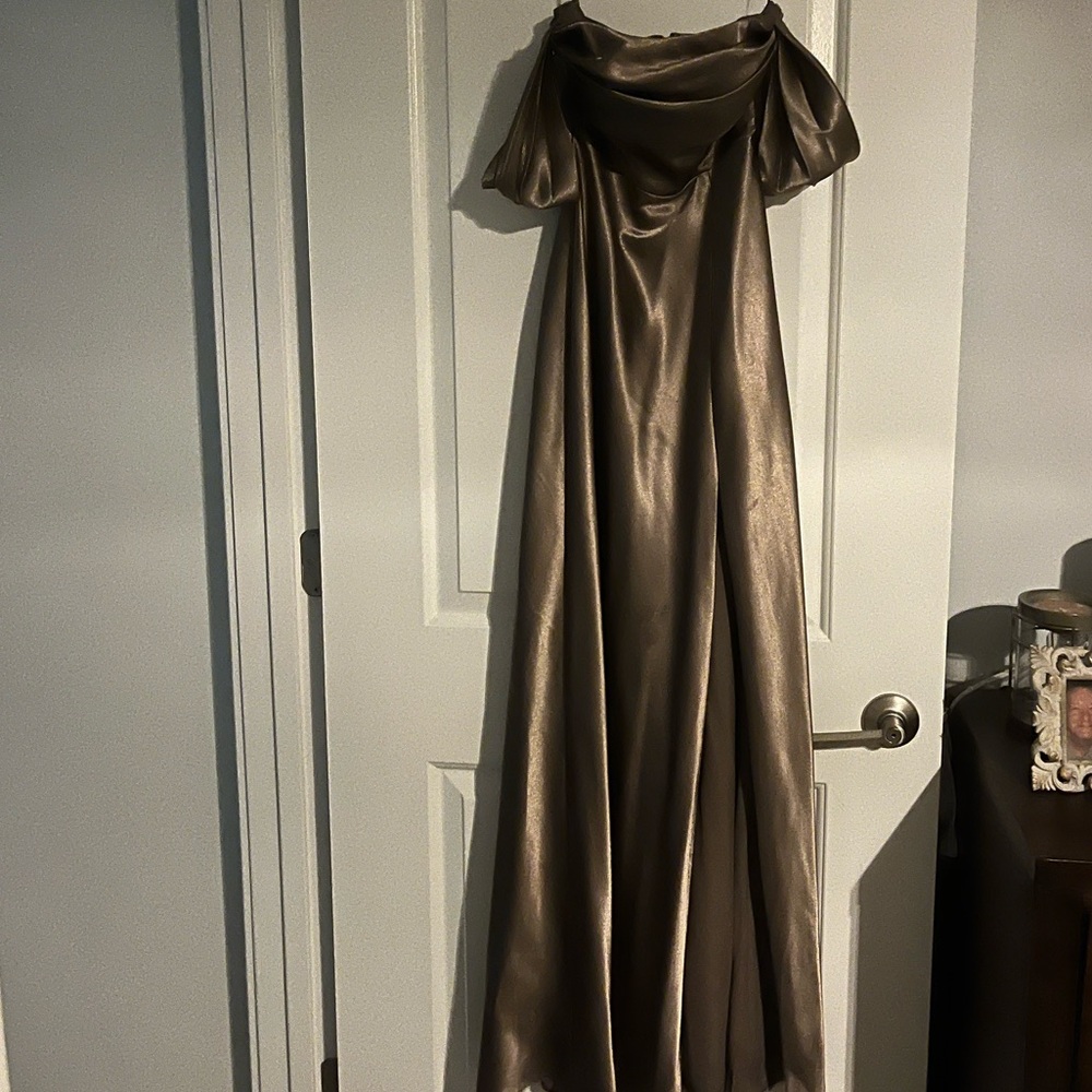 Birdy Grey Satin Mocha Convertible Dress - Picture 2 of 7